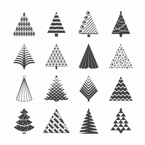 Set of doodle hand drawn christmas trees Vector Image