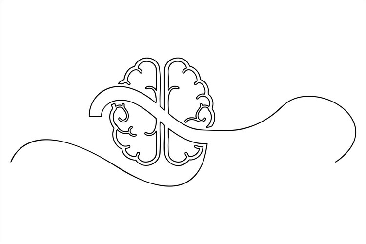 Continuous Line Human Brain Vector Image