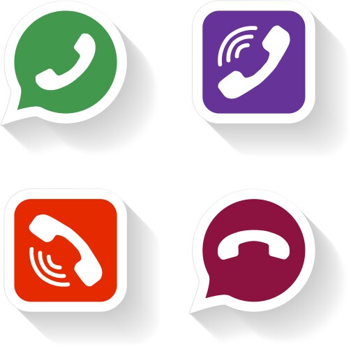 Phone icons set in speech bubble and button vector image