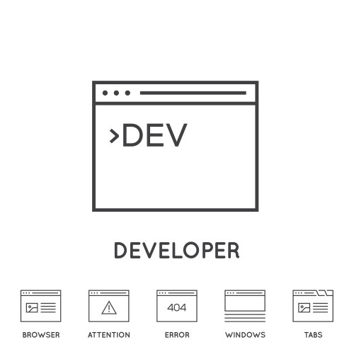 set minimal browser developing app and coding vector image