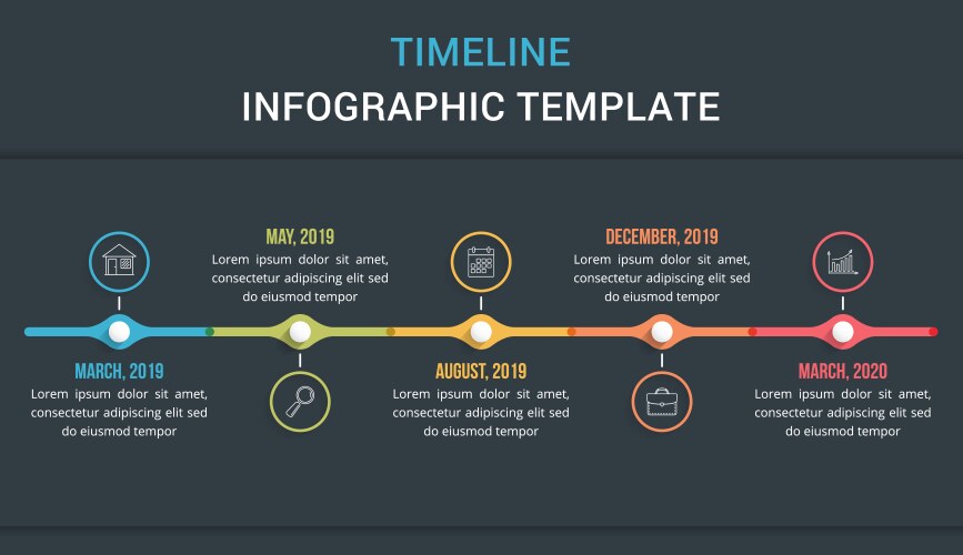 Project evolution timeline template Royalty Free Vector