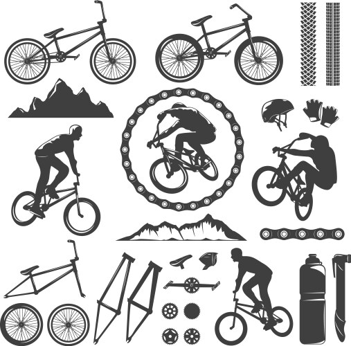 Bmx decorative graphic icons set vector image