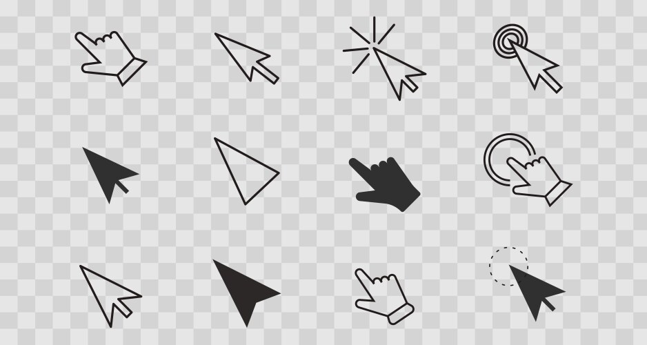 Mouse click cursors and pointer set icon line vektorbild