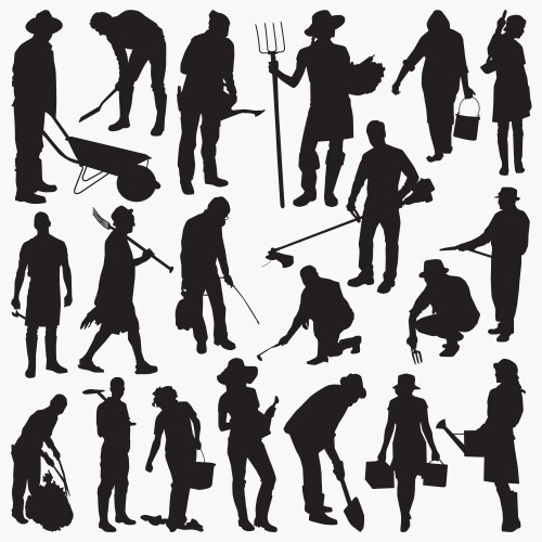 Gardener Silhouettes Collection Vector Image