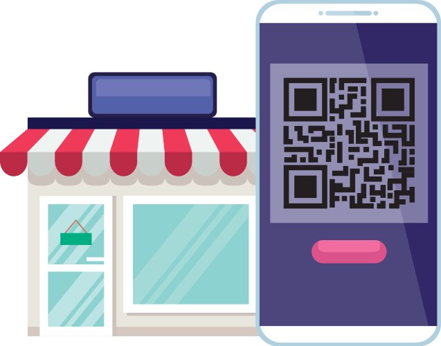 Sample Code For Store Qr code inside dataphone and store design Vector Image