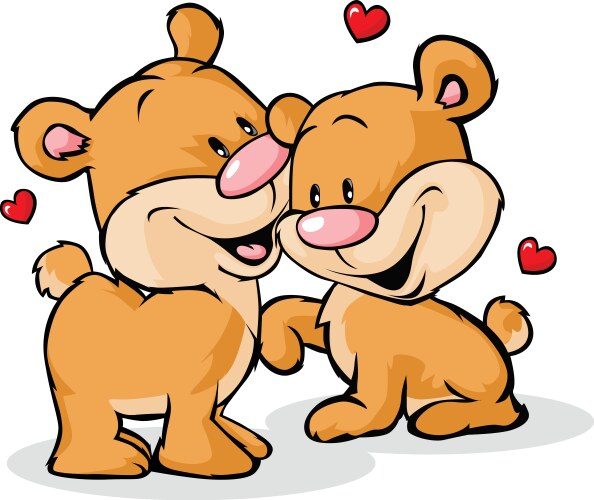 Cute Teddy Bears in Love Vector Image