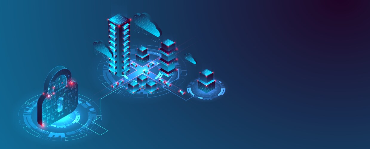 isometric big data flow processing concept cloud vector