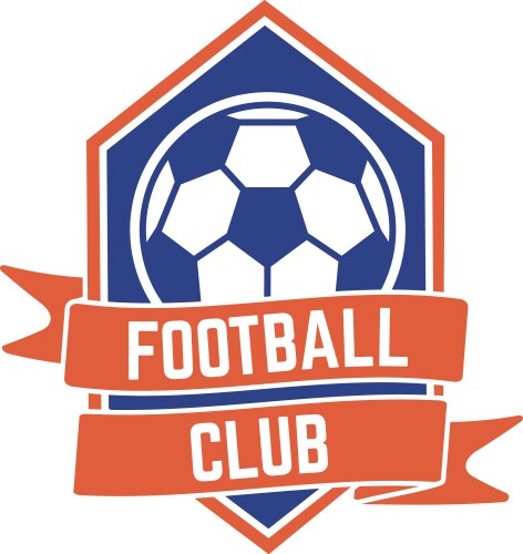 Orange and blue logo for a football club featuring Vector Image