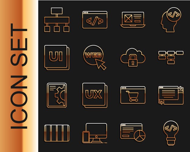 Set line front end development ui or ux design vector image