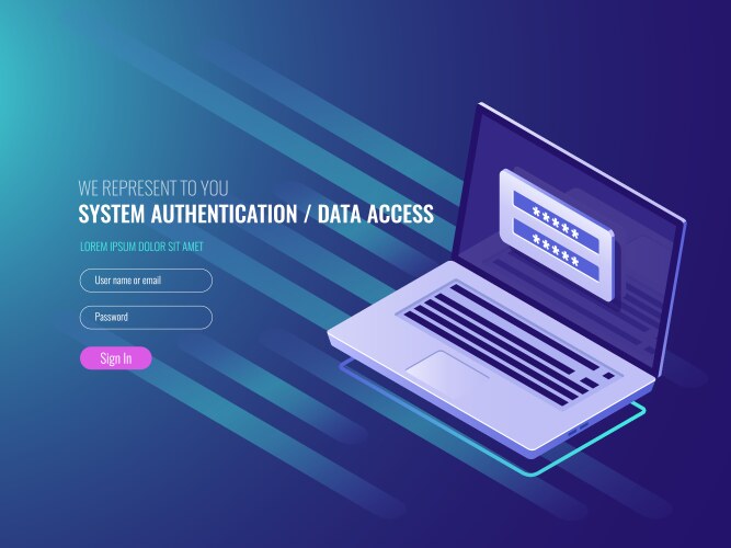 System authentication data access user login vector image