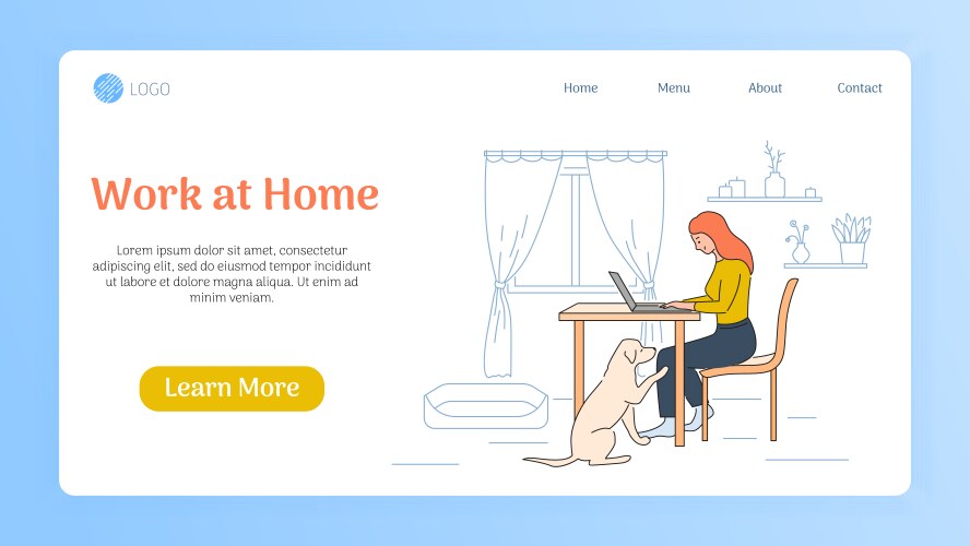 Work at home flat landing page vector image