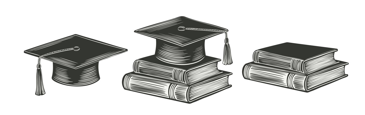 Graduation cap with books Vector Image