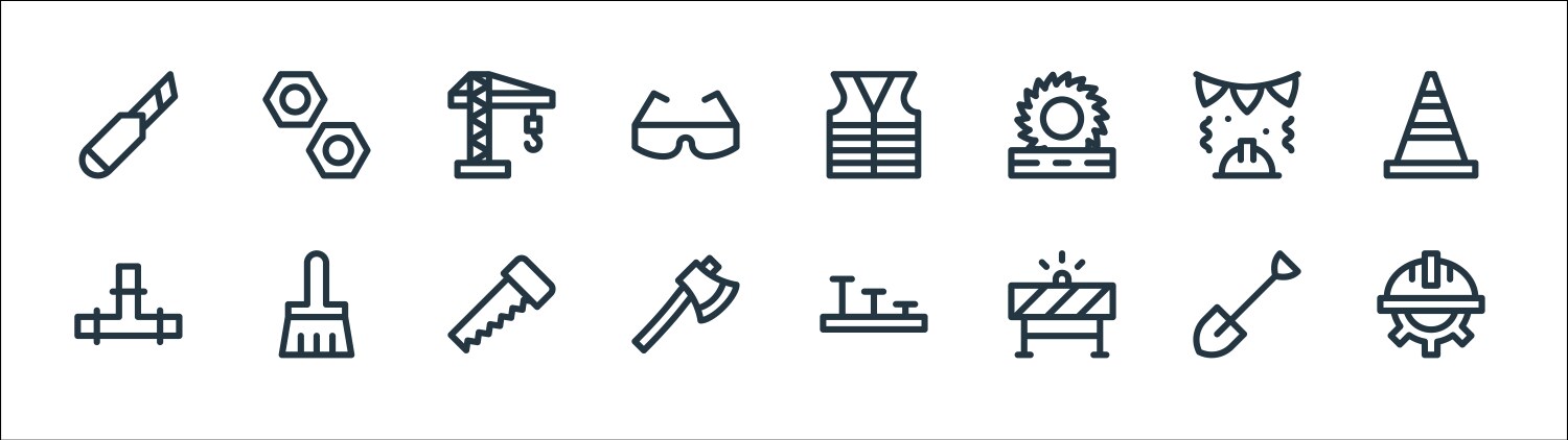 Labour day line icons linear set quality vector image