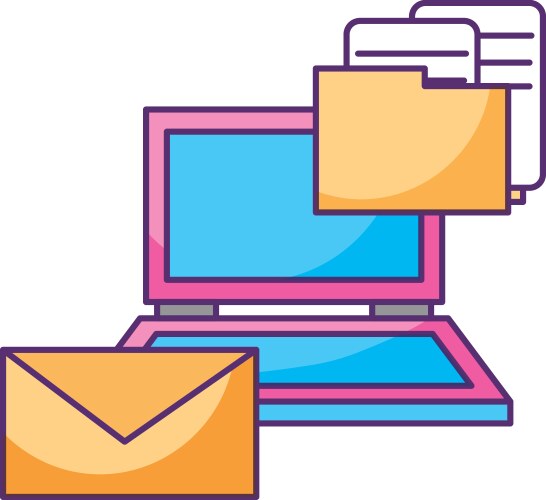 Laptop email folder file documents data storage vector image