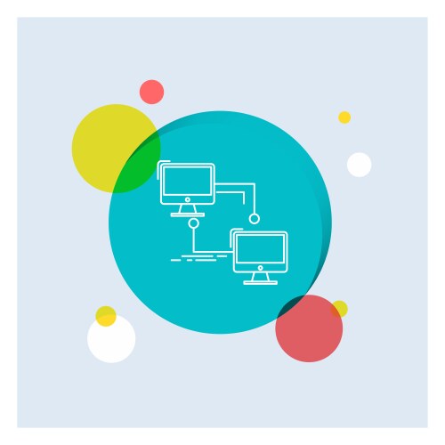 Local lan connection sync computer white line vector image