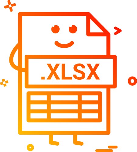 Computer xlsx file format type icon design vector image