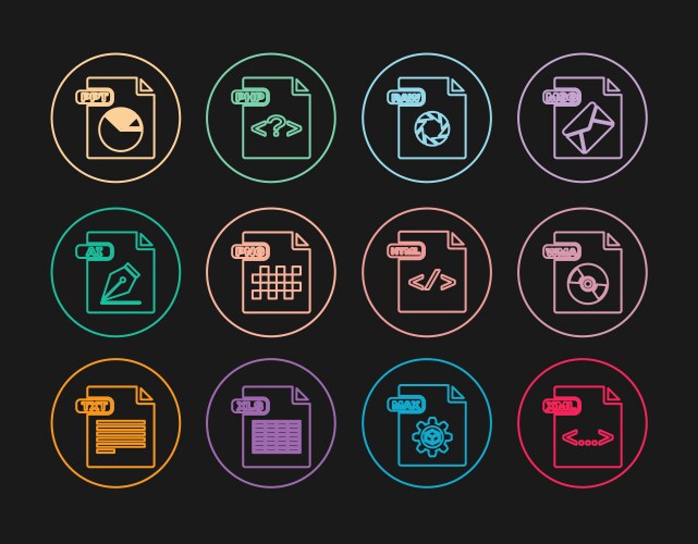 Set line xml file document wma raw png ai ppt vector image