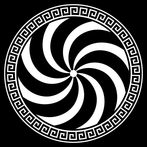 Ancient greece shield with greek ornament meander Vector Image