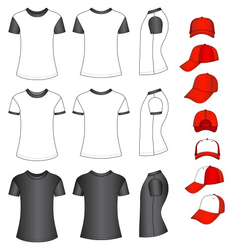 Clothing & Baseball Caps Set Vector Image