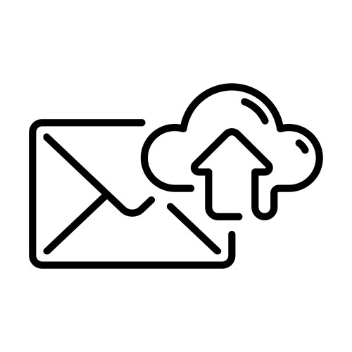 Email icon in line style with cloud upload sign vector image