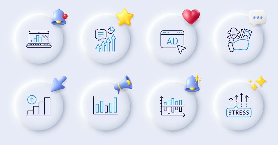 Graph chart column and kpi line icons vector image
