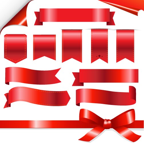 Big red ribbons set Royalty Free Vector Image - VectorStock