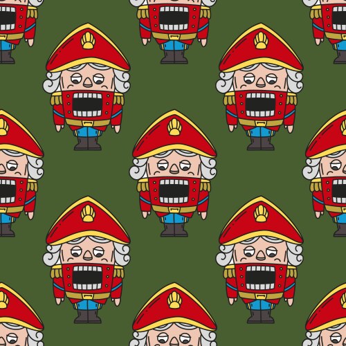 Seamless pattern with doodle colorful nutcracker vector image