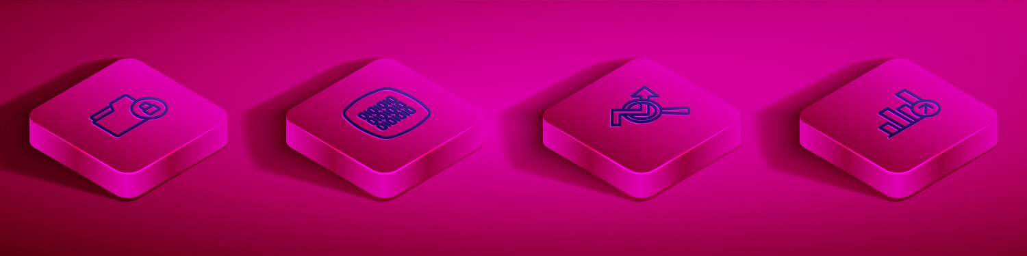 Set isometric line folder and lock binary code vector image
