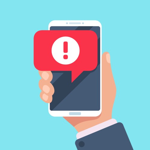 Alert message mobile notification danger error vector image