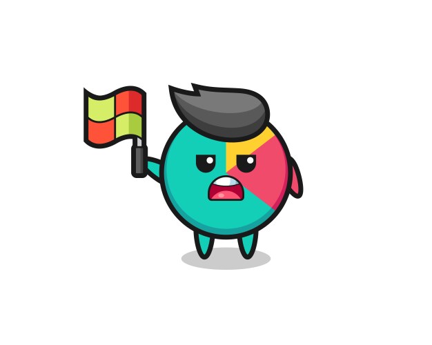 Chart character as line judge putting the flag up vector image