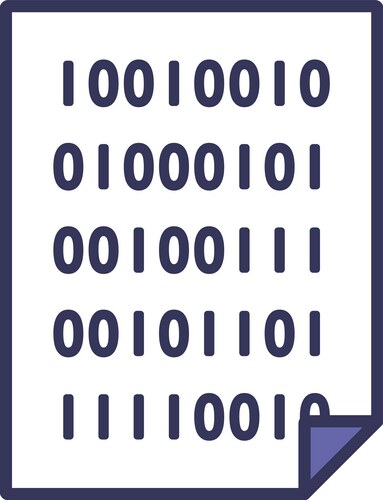 Sheet with binary code icon vector image