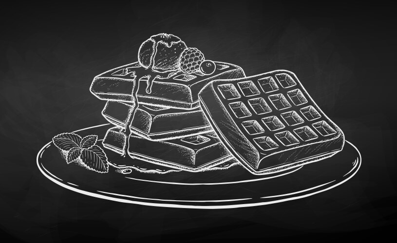 Chalk Waffles with Ice Cream Vector Image
