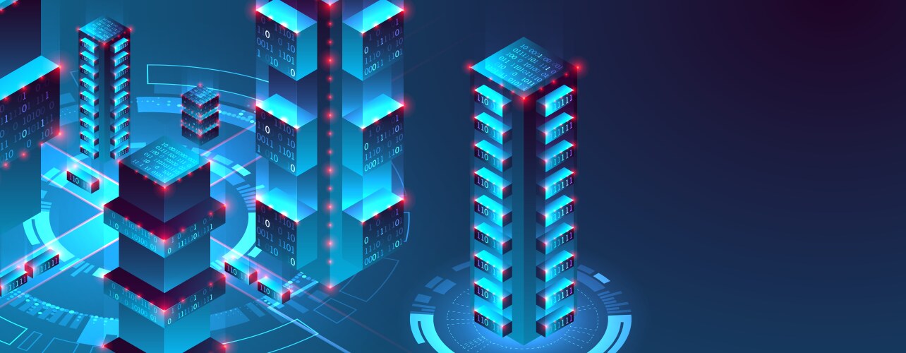 isometric big data flow processing concept cloud vector