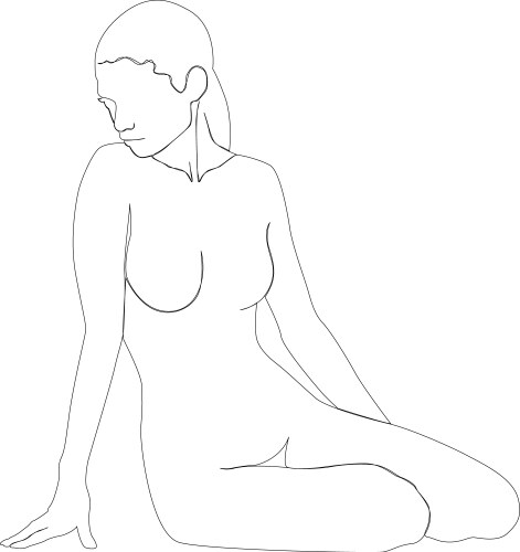 Continuous line drawing sitting nude woman one Vector Image