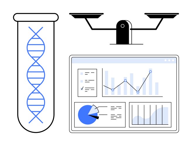 Laboratory analysis and data visualization vector image