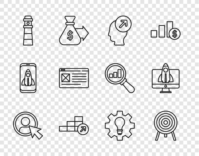 Set line create account screen target head vector image