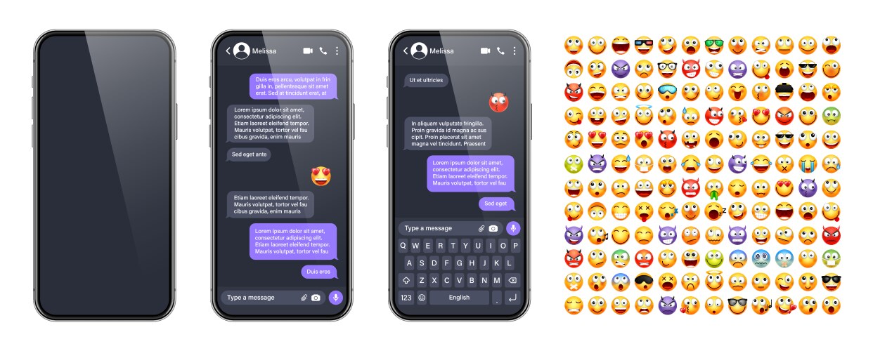 Smartphone messaging app user interface vector image