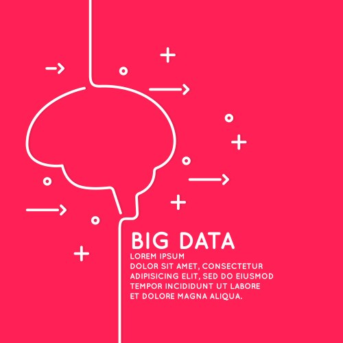 Big data in a linear style on red vector image