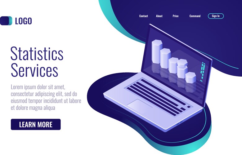 Online statistic and data processing information vector image