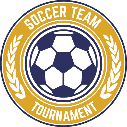 Round gold and blue logo for a soccer team Vector Image