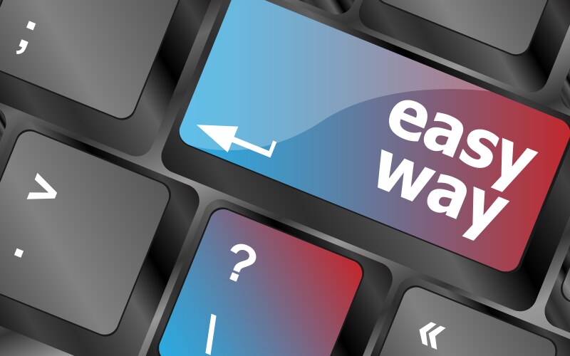 Easy way green button on the keyboard close-up vector image