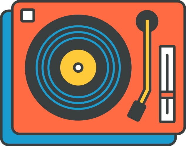 retro gramophone with music plate top view pop art vector image