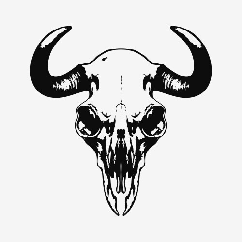 Cow bull skull black and white silhouette Vector Image