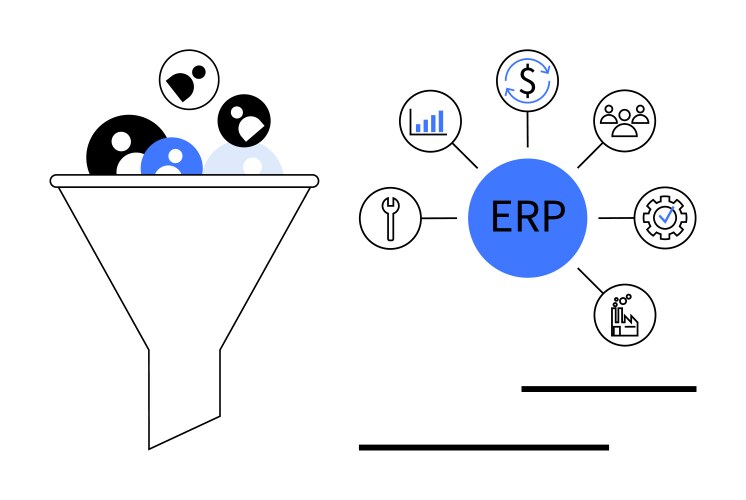 Data Flow & ERP Integration vector image