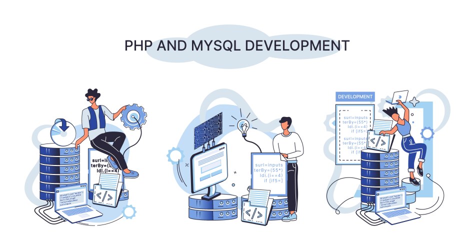 PHP & MySQL Development Database vector image