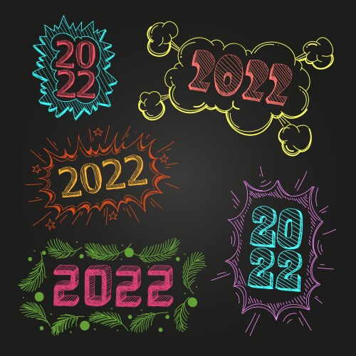 Set of numbers 2022 hand drawn vector image