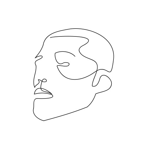 Continuous line abstract male face contemporary vector image