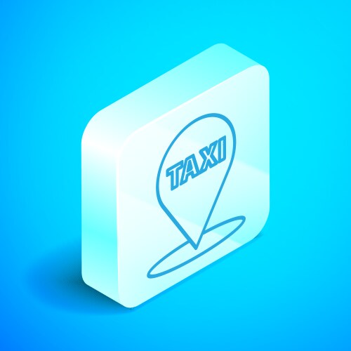 Isometric line map pointer with taxi icon vector image