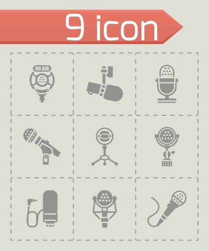 Black microphone icons set Royalty Free Vector Image