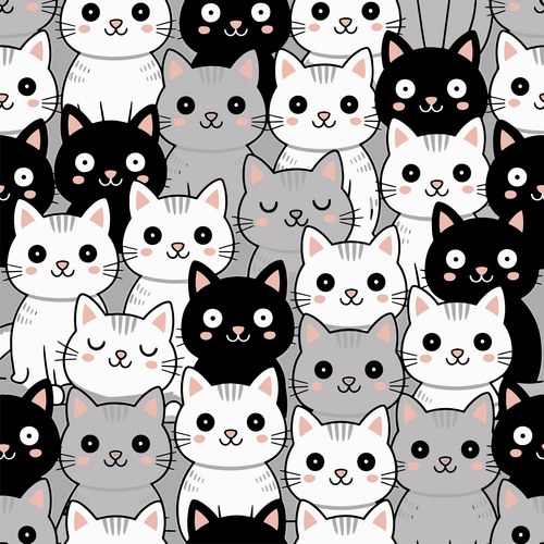 Cute Kitten Pattern - Whimsical Cats Vector Image